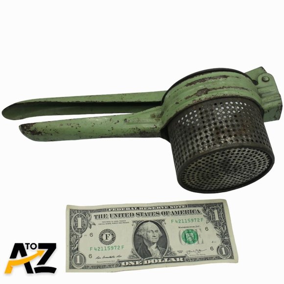 VINTAGE GREEN HANDLED POTATO RICER MASHER PRESS HANDY THINGS USA - Picture 3 of 12